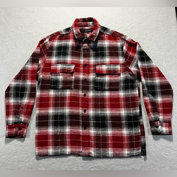 Pacsun Red Buffalo Plaid Flannel Shirt Men’s Medium Oversized Cotton LS - Picture 1 of 5